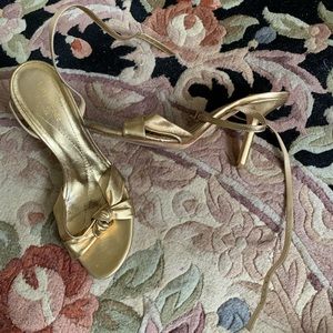 Gold leather KATE SPADE strappy heel size 8